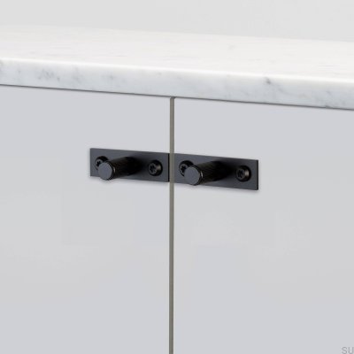 Bouton de meuble avec rondelle Linear Plate 12 Acier Noir (lot de 2)