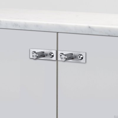 Bouton de meuble avec rondelle Linear Plate 12 Acier Argent (lot de 2)
