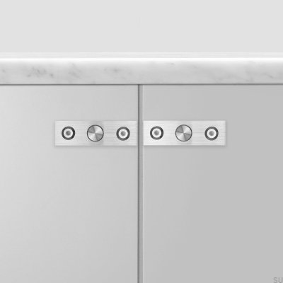 Bouton de meuble avec rondelle Linear Plate 12 Acier Argent (lot de 2)