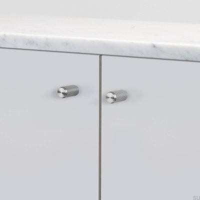 Bouton de meuble Linear 12 en acier argenté (lot de 2)