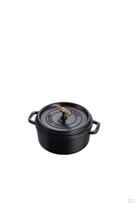Cocotte Staub 3,7 L en acier noir avec poignée moletée en laiton