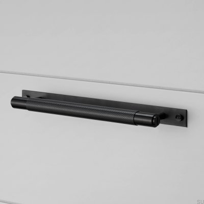 Poignée de meuble longue avec plaque transversale 125 Acier Noir