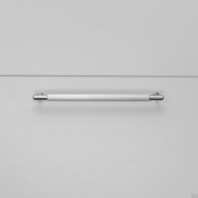 Poignée de meuble allongée Linear 225 en acier argenté