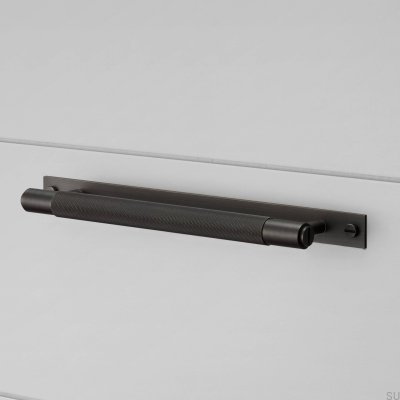 Poignée de meuble allongée avec plaque transversale en laiton 225, finition bronze brûlé