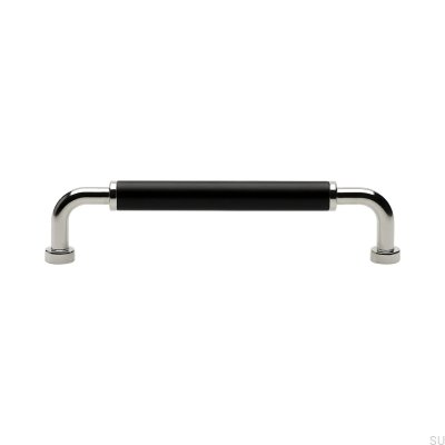 Poignée de meuble longue Brohult M 128 Nickel poli avec noir