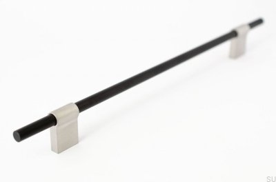 Line Mix 224 poignée de meuble oblong Métal noir avec acier brossé
