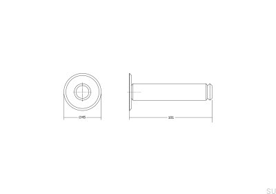 Butée de porte murale Fase Wall en aluminium argenté brossé