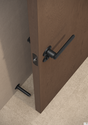 Butée de porte murale Fase Wall, aluminium noir brossé