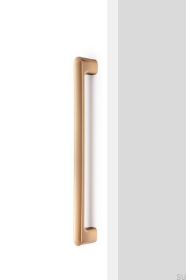 Poignée de meuble allongée simple face Luv Big 384, métal doré brossé, couleur Cava