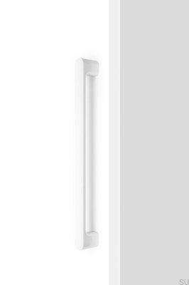 Poignée de meuble allongée simple face Luv Big 384, métal, blanc mat