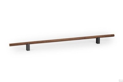 Poignée de meuble en bois de noyer Kumo Wood 320 avec finition aluminium noir titane