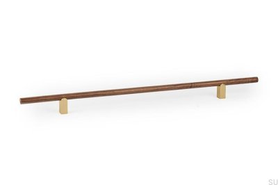 Poignée de meuble en bois Kumo Wood 320, noyer avec finition or brossé