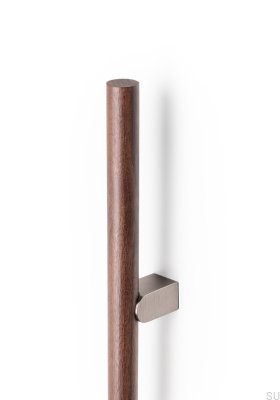 Poignée de meuble Kumo Wood 128 en noyer avec aluminium argenté brossé