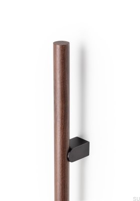 Poignée de meuble allongée simple face Kumo Wood Big One 1056, en noyer et aluminium noir titane