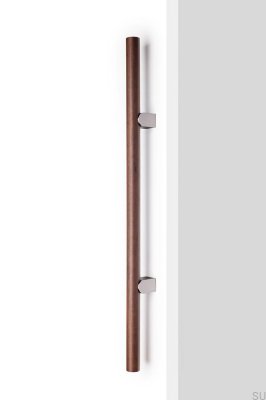 Poignée de meuble allongée simple face Kumo Wood Big One 1056 en bois de noyer avec aluminium brossé argenté