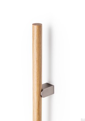 Poignée de meuble simple face Kumo Wood Big One 448 en chêne massif avec finition aluminium brossé argenté