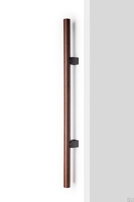 Poignée de meuble allongée double face Kumo Wood Big One 1056 en noyer et aluminium titane noir