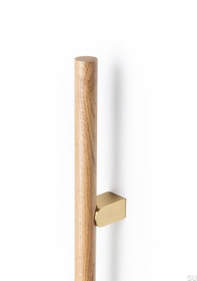 Poignée de meuble allongée en chêne massif Kumo Wood Big 640 avec finition or brossé