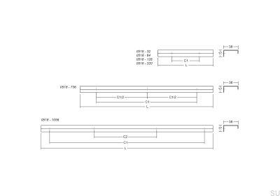 Poignée de meuble Way 128 en aluminium brun brossé