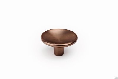 Bouton de meuble Disc 38, métal, marron, brossé