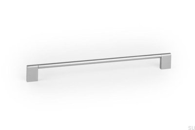 Poignée de meuble allongée Nexx 256 en aluminium argenté brossé