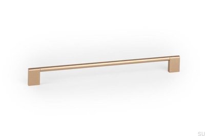 Poignée de meuble allongée Nexx 256 en aluminium doré brossé Cava