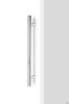Poignée de meuble allongée Boto Big 320, en aluminium nickelé et poli.