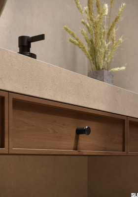 Bouton de meuble Phase 23 en aluminium noir brossé