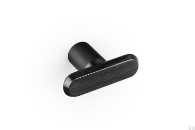 Bouton de meuble en aluminium T-Bar Fase 52, noir brossé