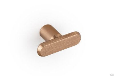 Bouton de meuble en aluminium T-Bar Fase 52, finition or brossé Cava