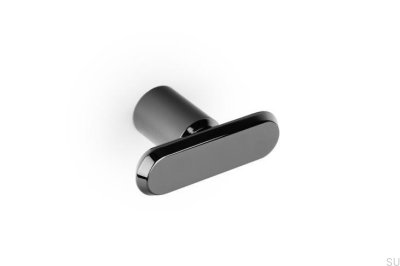 Bouton de meuble en aluminium T-Bar Fase 52, titane noir, PVD poli