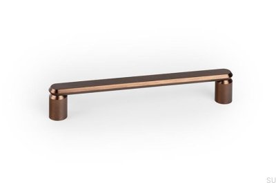 Poignée de meuble allongée Fase 160, brun aluminium brossé