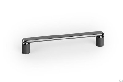 Poignée de meuble allongée Fase 160, aluminium, titane noir, PVD poli