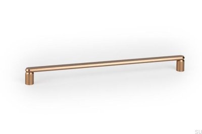 Poignée de meuble allongée Fase 320 en aluminium brossé doré Cava
