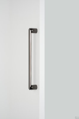 Poignée de meuble allongée Fase Big 320, aluminium, titane noir, PVD poli