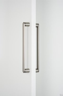 Poignée de meuble allongée double face Fase Big 320 en aluminium argenté brossé
