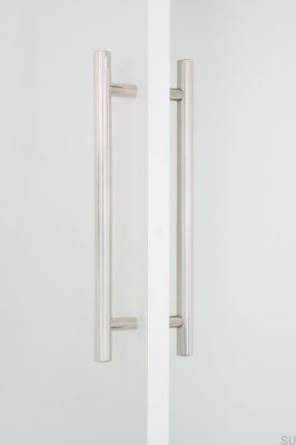 Poignée de meuble allongée double face en aluminium nickelé poli Boto Big 320