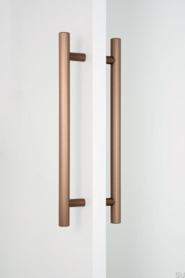 Poignée de meuble allongée double face Boto Big 320, aluminium, marron, brossée