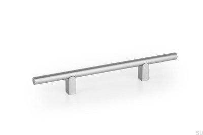 Poignée de meuble allongée Kumo 128 en aluminium argenté brossé