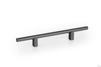 Poignée de meuble allongée Kumo 128, aluminium, noir, titane