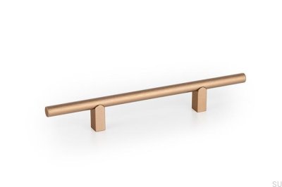 Poignée de meuble allongée Kumo 128 en aluminium doré brossé Cava