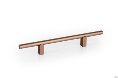 Poignée de meuble allongée Kumo 128 en aluminium brossé brun