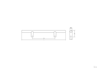 Poignée de meuble allongée Kumo 320 en aluminium brossé doré Cava