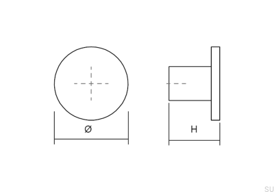 Como 26 Bouton de meuble en métal, finition or brossé Cava