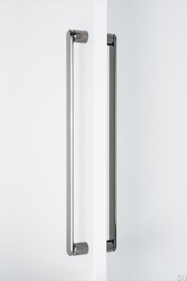 Poignée de meuble allongée double face Fase Big 480 en aluminium noir titane poli PVD