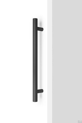 Poignée de meuble allongée Boto Big 320 à une seule face, aluminium, noir brossé