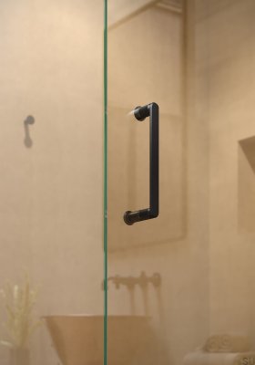 Bouton de porte de douche Phase 23 en aluminium argenté brossé
