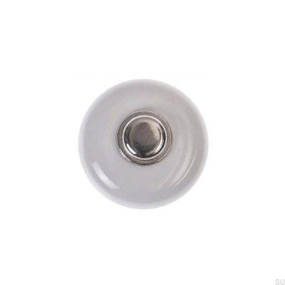Bouton de meuble 5311 Porcelaine blanche avec nickel poli