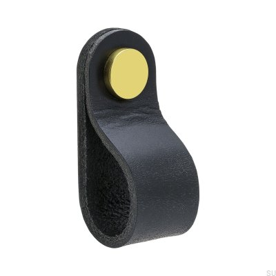 Bouton de meuble Loop Round 65, noir et doré