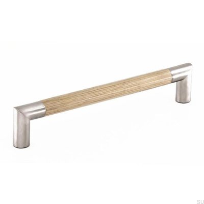 Poignée de meuble oblongue 7623 192 Argent avec Bois de Chêne